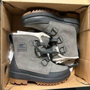 New Sorel Tivoli IV Waterproof Suede Shearling Ankle Boots 6 Quarry